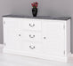 Kommode mit Lamellentüren | Sideboard aus Massivholz - Gebürstet - Altweiß