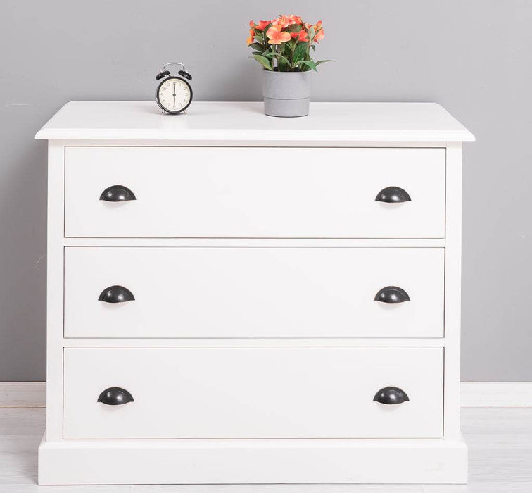 Kommode aus Massivholz mit 3 Schubladen | Sideboard in verschiedenen Farben - Altweiß