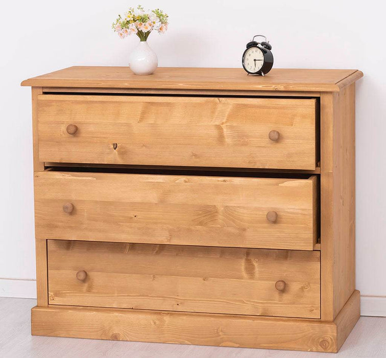 Kommode aus Massivholz mit 3 Schubladen | Sideboard in verschiedenen Farben - Gewachst 2