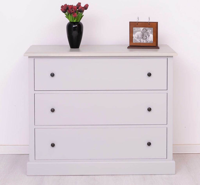 Kommode aus Massivholz mit 3 Schubladen | Sideboard in verschiedenen Farben - Hellgrau - Akzent
