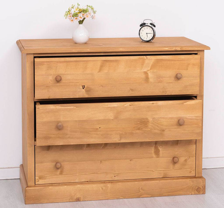 Kommode aus Massivholz mit 3 Schubladen | Sideboard in verschiedenen Farben - Gewachst 2
