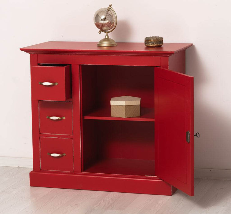 Kommodenschrank aus Massivholz - in verschiedenen Farben - Vintage - Rot