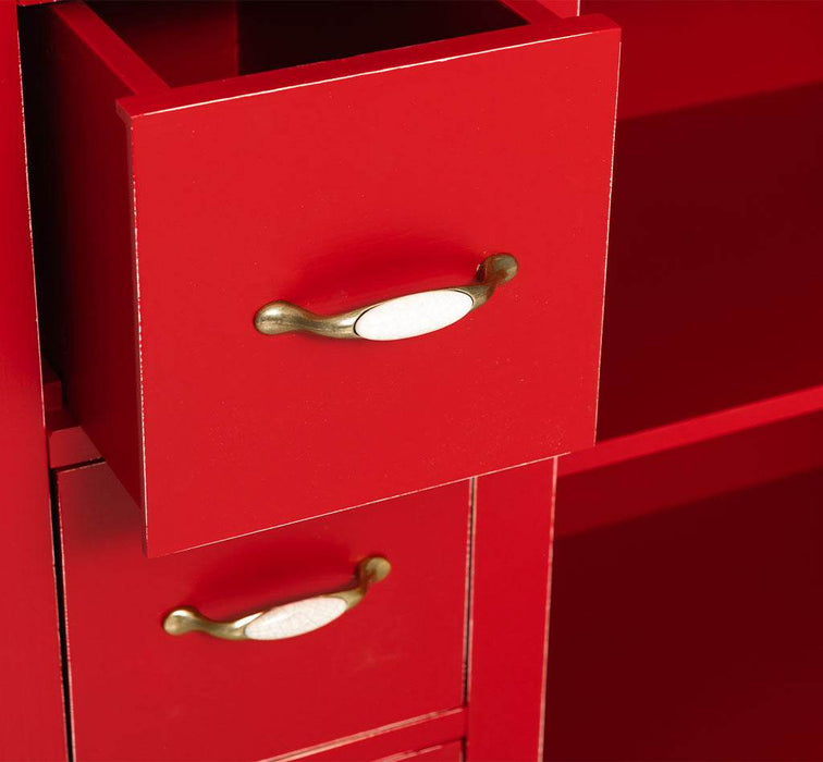 Kommodenschrank aus Massivholz - in verschiedenen Farben - Vintage - Rot