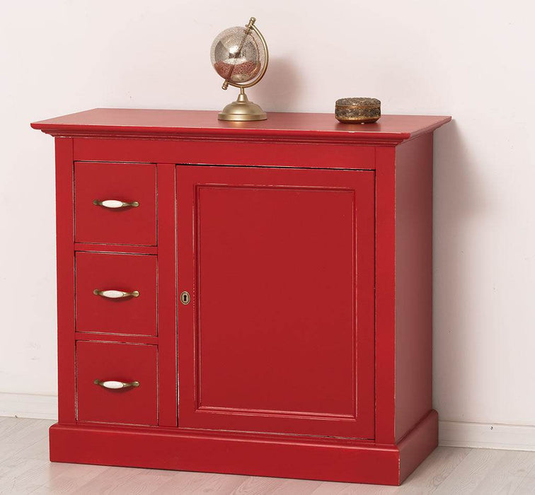 Kommodenschrank aus Massivholz - in verschiedenen Farben - Vintage - Rot