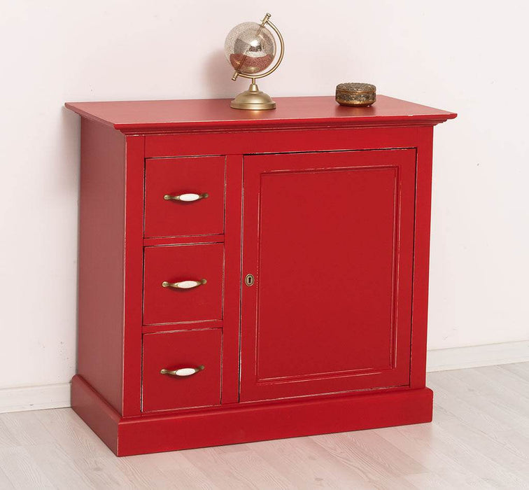 Kommodenschrank aus Massivholz - in verschiedenen Farben - Vintage - Rot