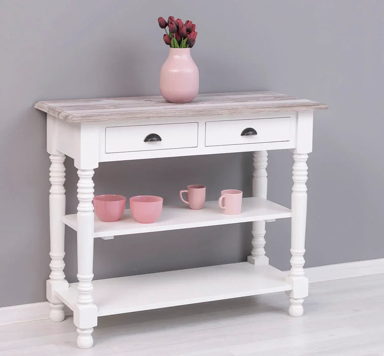 Konsolentisch aus Massivholz | Wandtisch mit 2 Schubladen