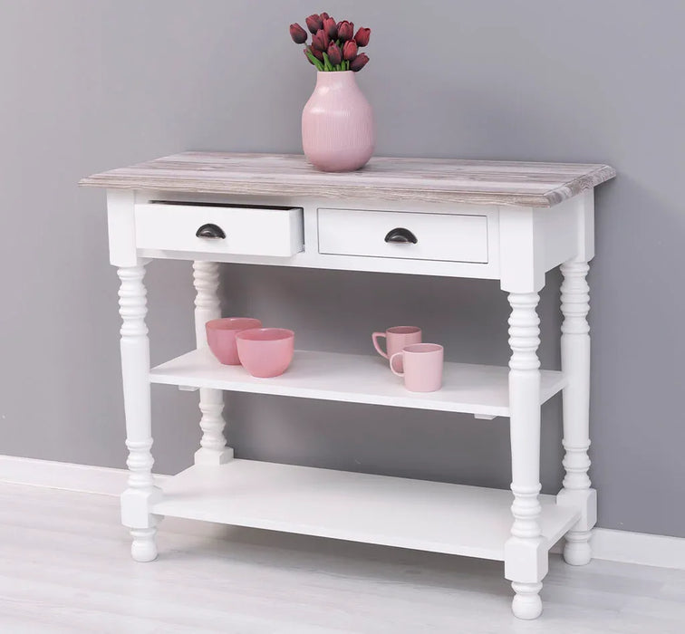 Konsolentisch aus Massivholz | Wandtisch mit 2 Schubladen