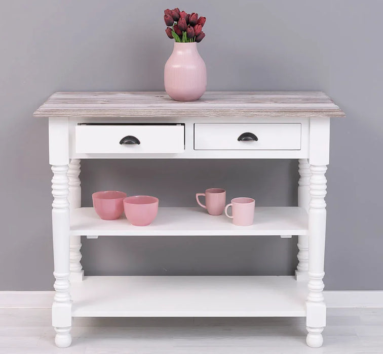 Konsolentisch aus Massivholz | Wandtisch mit 2 Schubladen