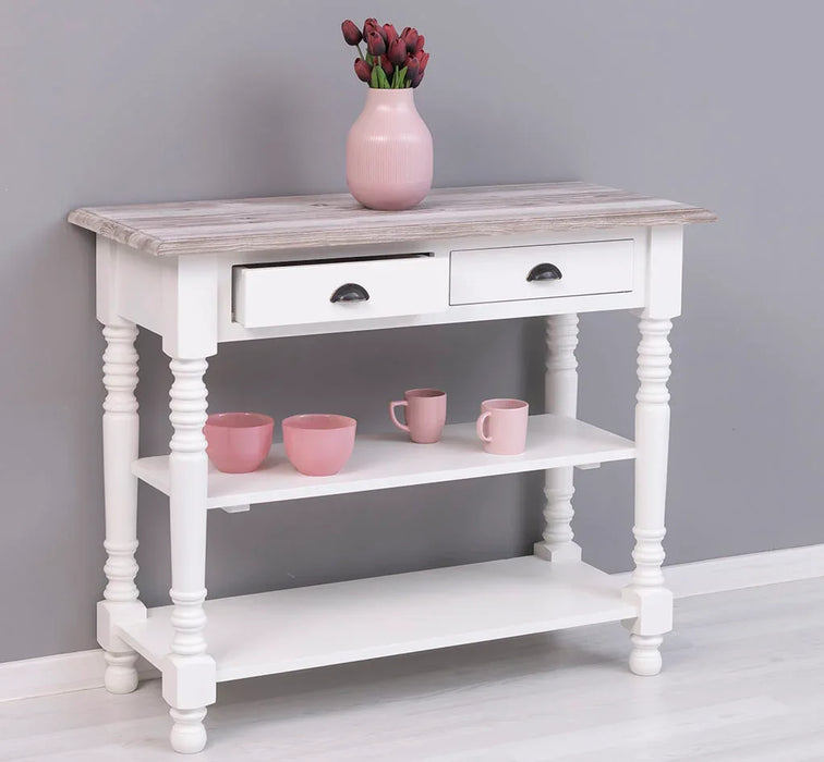 Konsolentisch aus Massivholz | Wandtisch mit 2 Schubladen