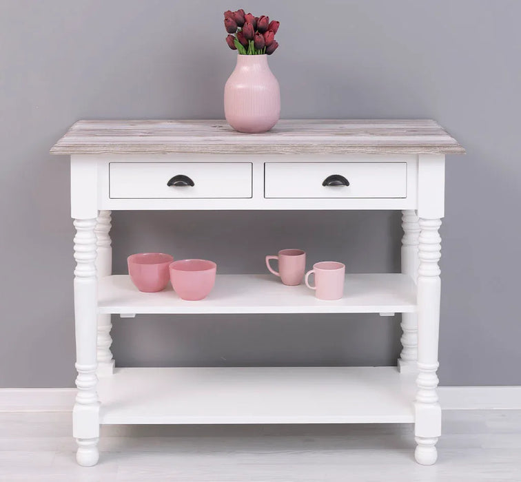 Konsolentisch aus Massivholz | Wandtisch mit 2 Schubladen