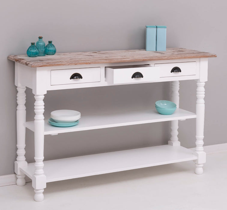 Konsolentisch aus Massivholz | Wandtisch mit 3 Schubladen