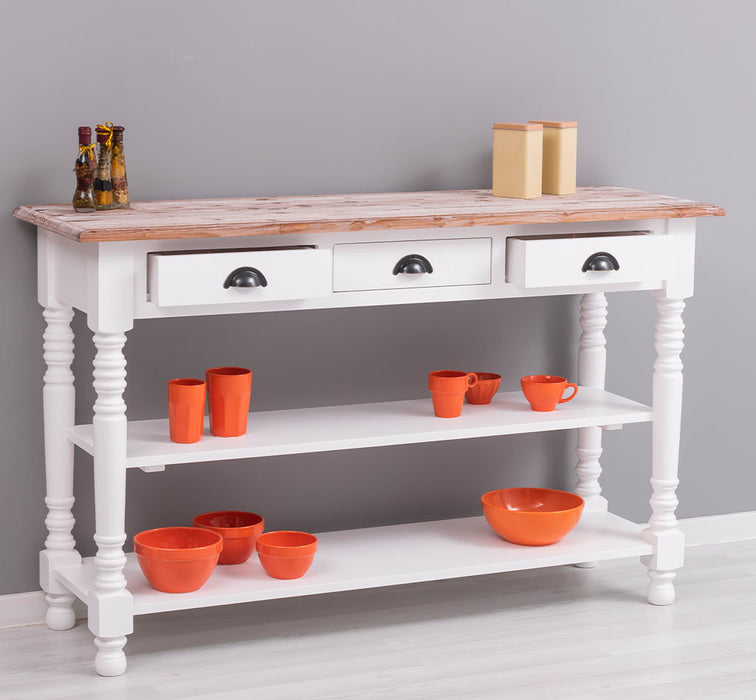 Konsolentisch aus Massivholz | Wandtisch mit 3 Schubladen