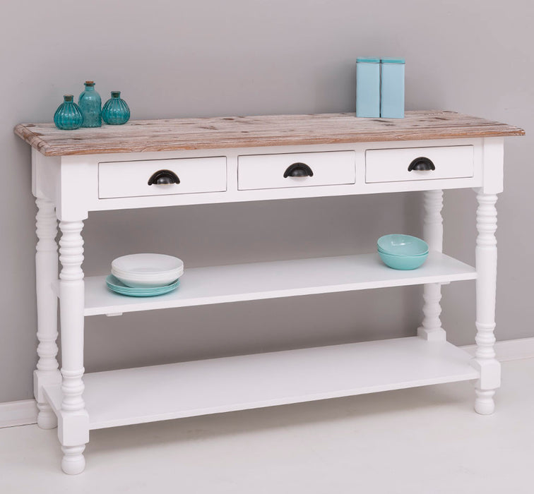 Konsolentisch aus Massivholz | Wandtisch mit 3 Schubladen