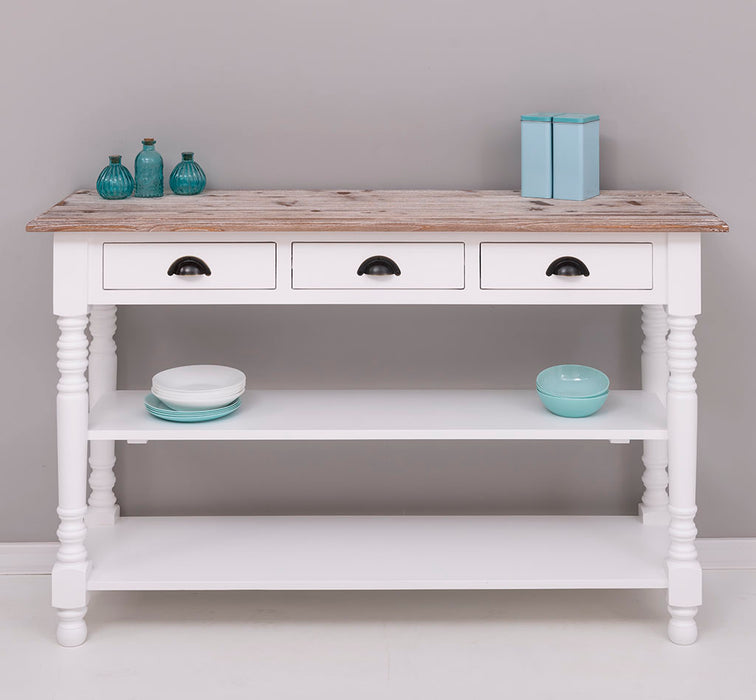 Konsolentisch aus Massivholz | Wandtisch mit 3 Schubladen