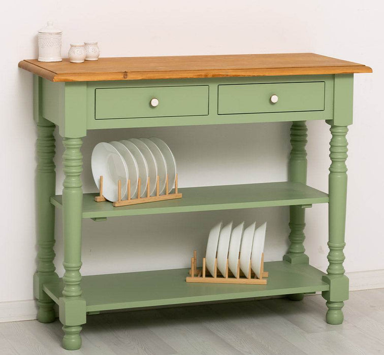 Konsolentisch aus Massivholz | Wandtisch mit 2 Schubladen -