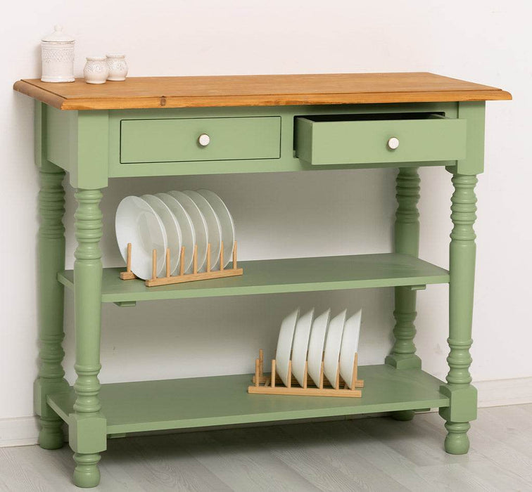 Konsolentisch aus Massivholz | Wandtisch mit 2 Schubladen -