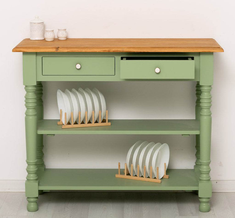 Konsolentisch aus Massivholz | Wandtisch mit 2 Schubladen -