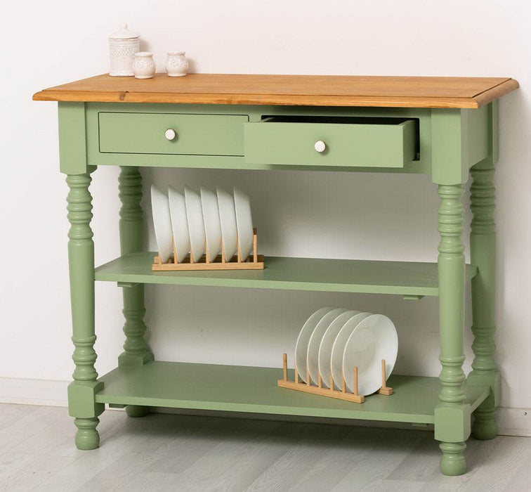 Konsolentisch aus Massivholz | Wandtisch mit 2 Schubladen -