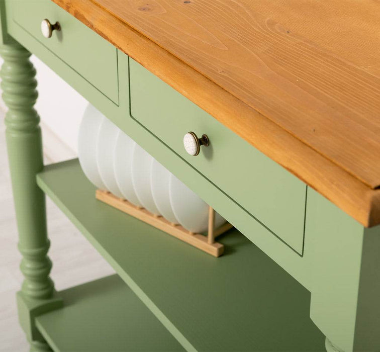 Konsolentisch aus Massivholz | Wandtisch mit 2 Schubladen -