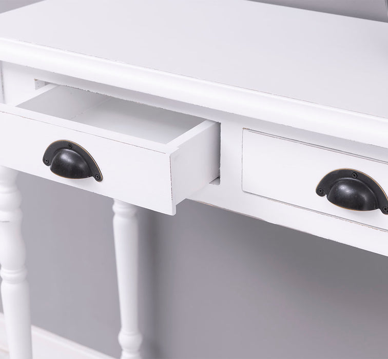 Konsolentisch aus Massivholz | Wandtisch mit gedrehten Beinen