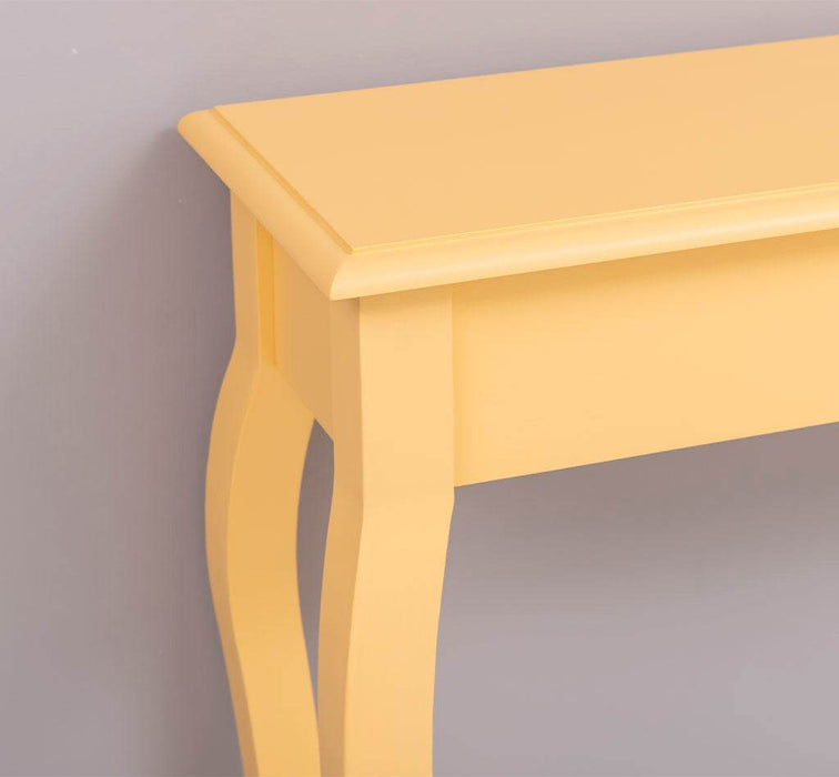 Konsolentisch aus Massivholz mit Schublade und geschwungenen Beinen -