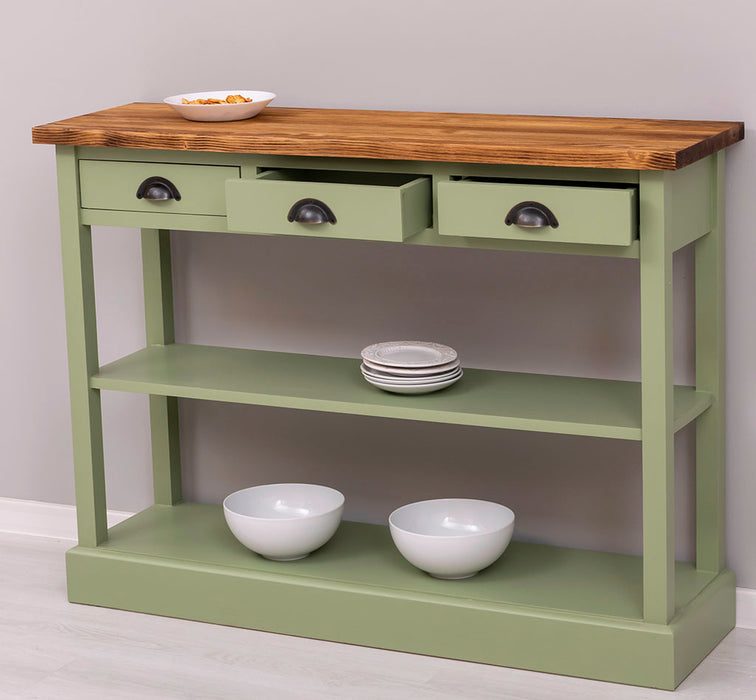 Konsolentisch aus Massivholz mit drei Schubladen