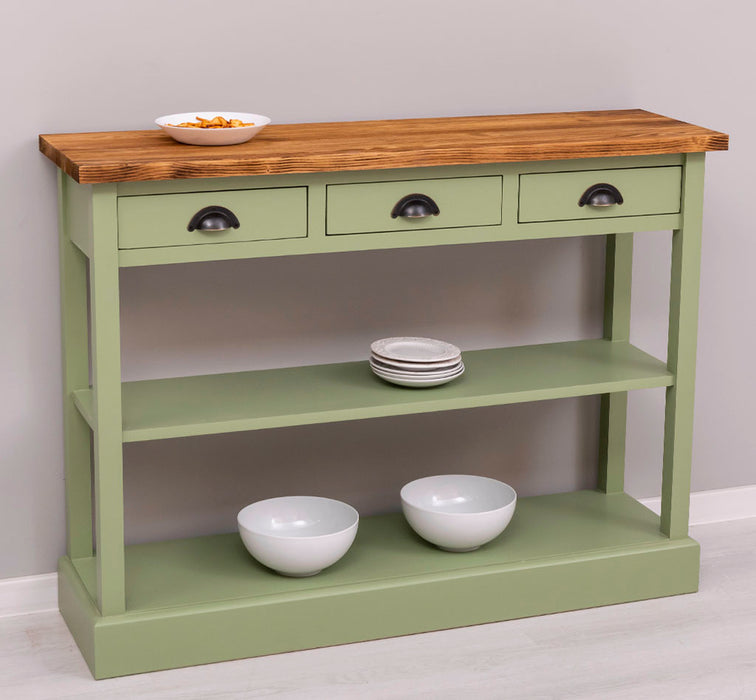 Konsolentisch aus Massivholz mit drei Schubladen