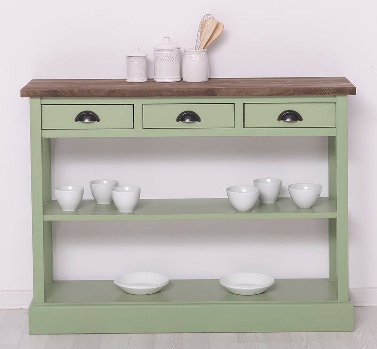 Konsolentisch aus Massivholz mit drei Schubladen