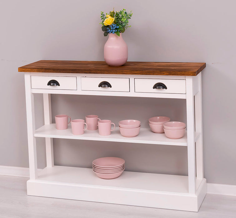 Konsolentisch aus Massivholz mit drei Schubladen