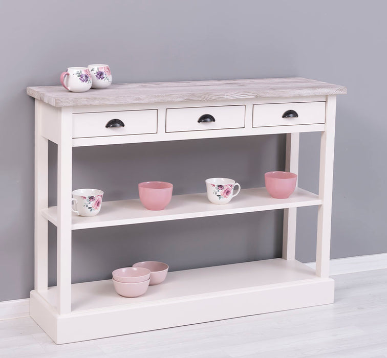 Konsolentisch aus Massivholz mit drei Schubladen