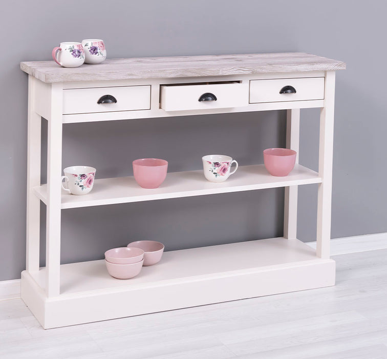 Konsolentisch aus Massivholz mit drei Schubladen