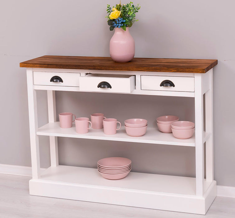 Konsolentisch aus Massivholz mit drei Schubladen