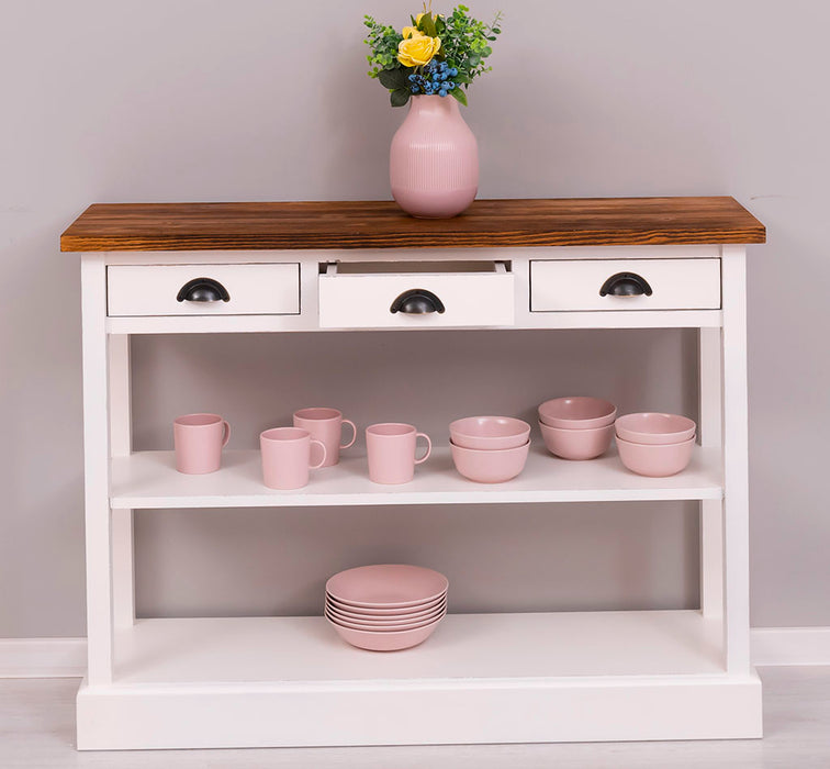 Konsolentisch aus Massivholz mit drei Schubladen