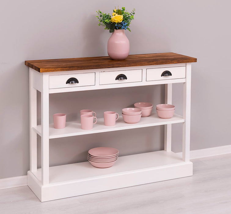 Konsolentisch aus Massivholz mit drei Schubladen