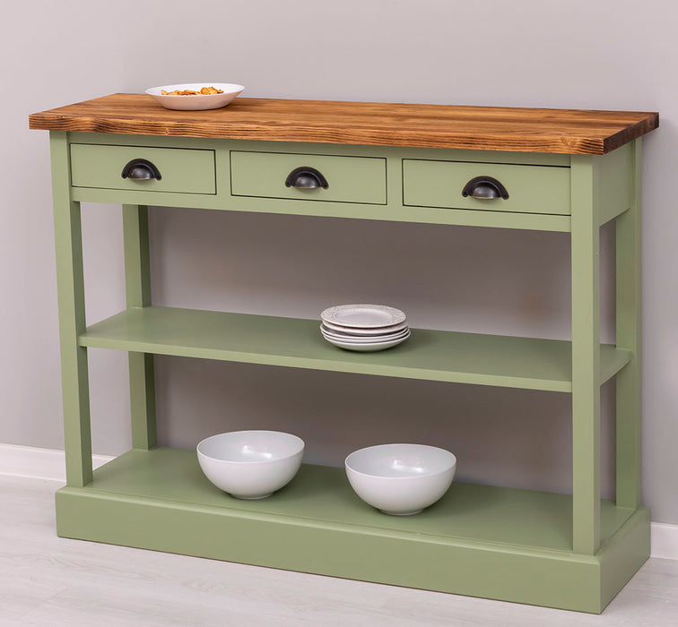 Konsolentisch aus Massivholz mit drei Schubladen