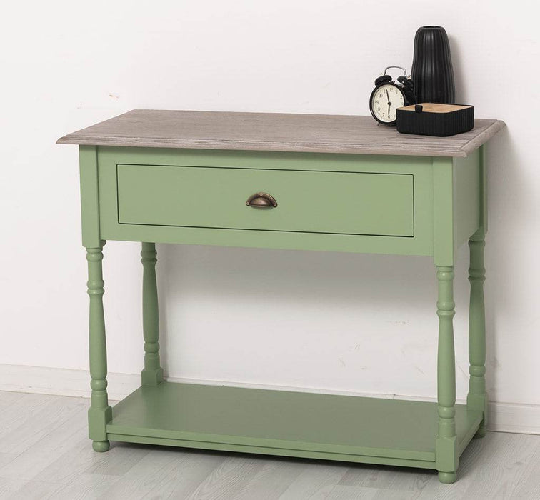 Konsolentisch aus Massivholz mit gedrehten Beinen -