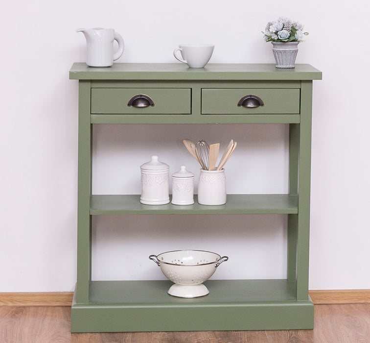 Konsolentisch aus Massivholz mit zwei Schubladen - Wandtisch