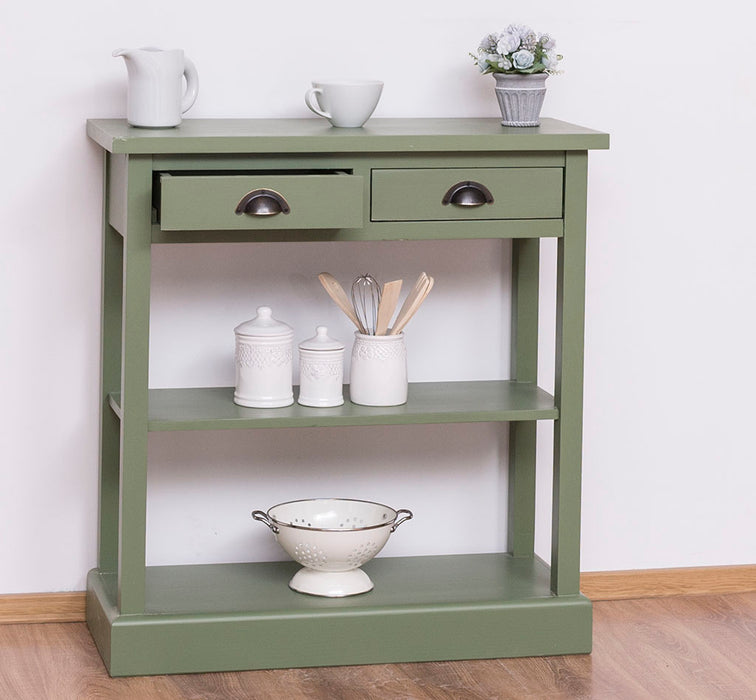 Konsolentisch aus Massivholz mit zwei Schubladen - Wandtisch