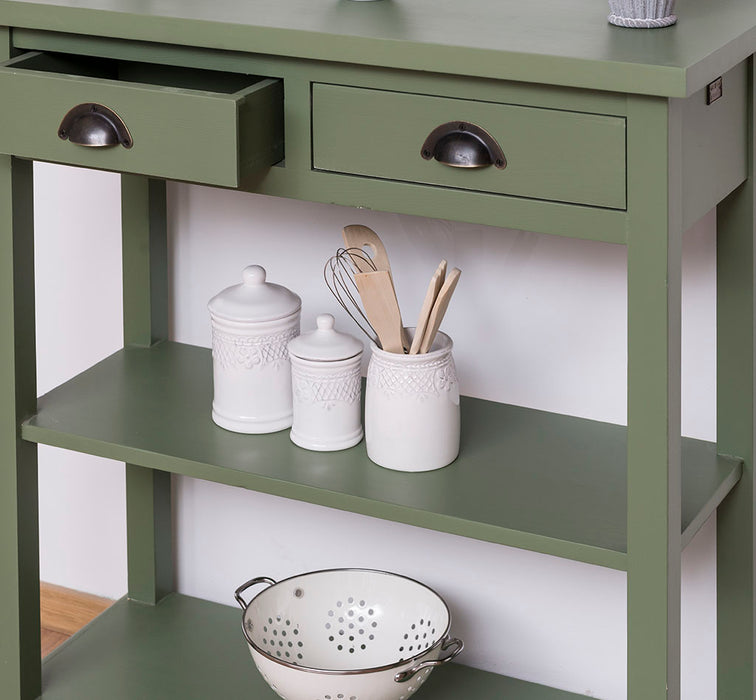 Konsolentisch aus Massivholz mit zwei Schubladen - Wandtisch