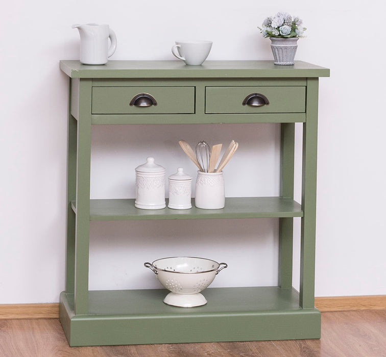 Konsolentisch aus Massivholz mit zwei Schubladen - Wandtisch