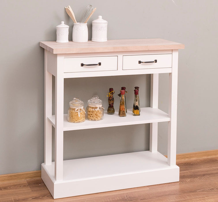 Konsolentisch aus Massivholz mit zwei Schubladen - Wandtisch