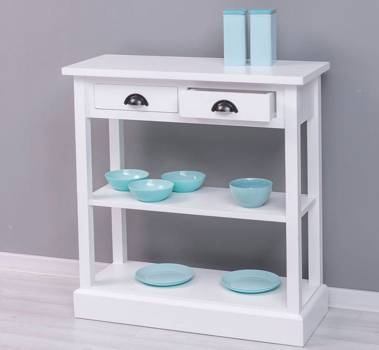 Konsolentisch aus Massivholz mit zwei Schubladen - Wandtisch