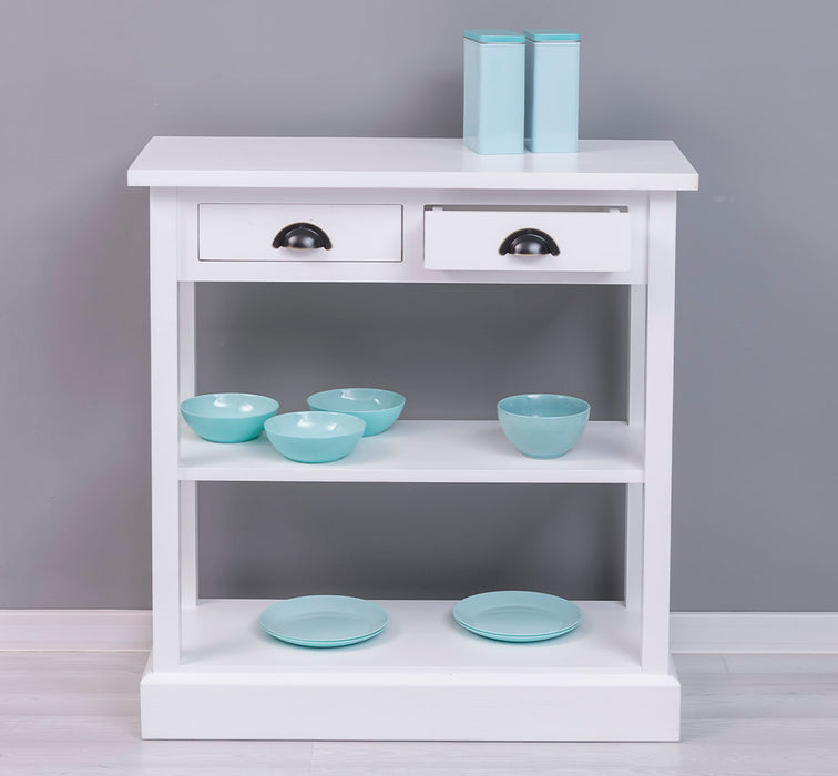 Konsolentisch aus Massivholz mit zwei Schubladen - Wandtisch