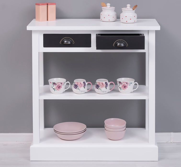 Konsolentisch aus Massivholz mit zwei Schubladen - Wandtisch