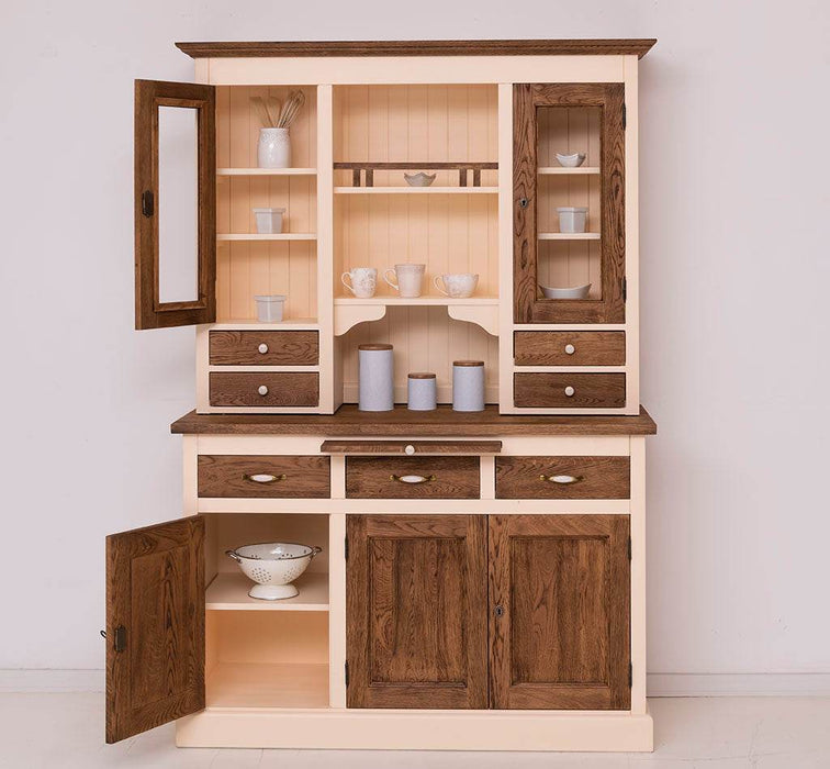 Küchen- und Buffetschrank aus massiver Eiche | Geschirrschrank mit 7 Schubladen und 5 Türen -