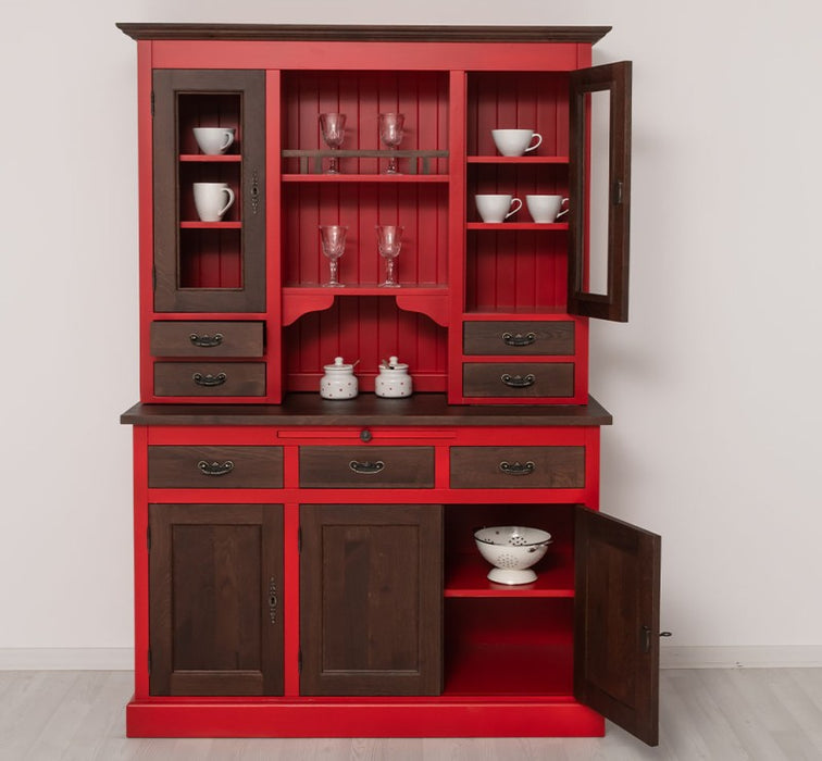 Küchen- und Buffetschrank aus massiver Eiche | Geschirrschrank mit 7 Schubladen und 5 Türen
