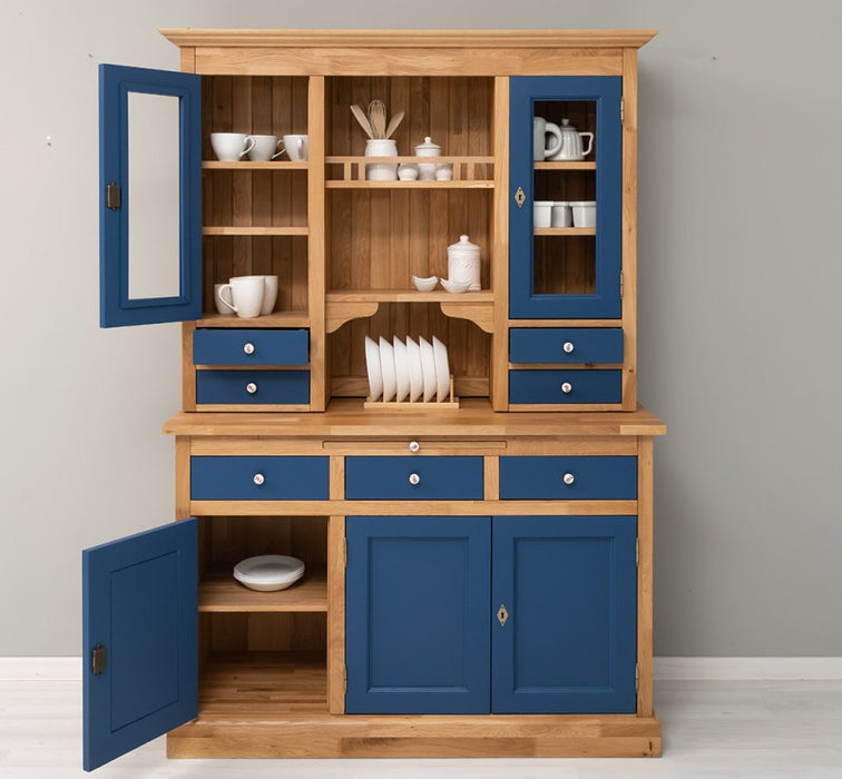 Küchen- und Buffetschrank aus massiver Eiche | Geschirrschrank mit 7 Schubladen und 5 Türen