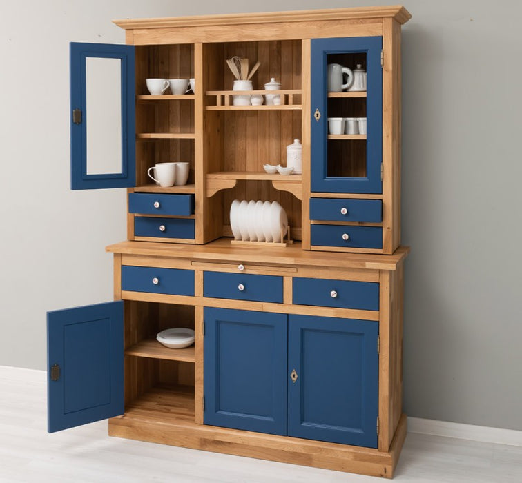Küchen- und Buffetschrank aus massiver Eiche | Geschirrschrank mit 7 Schubladen und 5 Türen