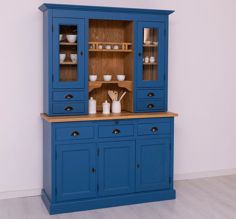 Küchen- und Buffetschrank aus Massivholz im Landhausstil - Gebürstet | Blau