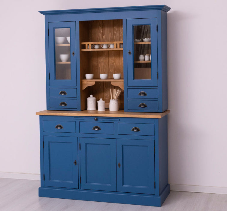 Küchen- und Buffetschrank aus Massivholz im Landhausstil - Gebürstet | Blau
